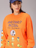 Women's Orange Boxy Fit Looney Tunes Long Sweatshirt