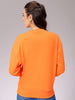 Women's Orange Boxy Fit Looney Tunes Long Sweatshirt