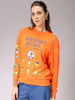 Women's Orange Boxy Fit Looney Tunes Long Sweatshirt
