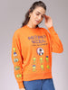 Women's Orange Boxy Fit Looney Tunes Long Sweatshirt