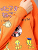 Women's Orange Boxy Fit Looney Tunes Long Sweatshirt