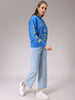 Women's Blue Boxy Fit Looney Tunes Long Sweatshirt