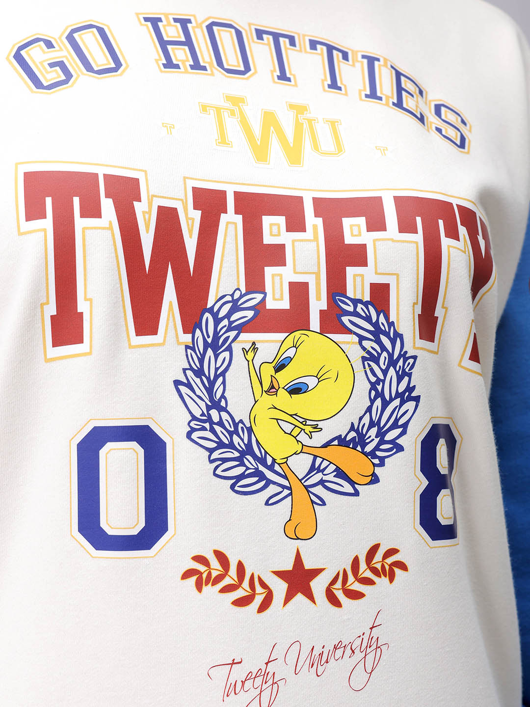 Women's White Oversized Looney Tunes Sweatshirt