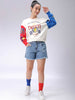 Women's White Oversized Looney Tunes Sweatshirt