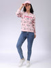 Women's Pink Oversized Ditsy Printed Sweatshirt