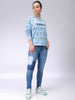 Women's Blue Oversized Ditsy Printed Sweatshirt