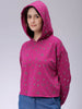 Women's Purple Relaxed Fit Ditsy Hooded Sweatshirt