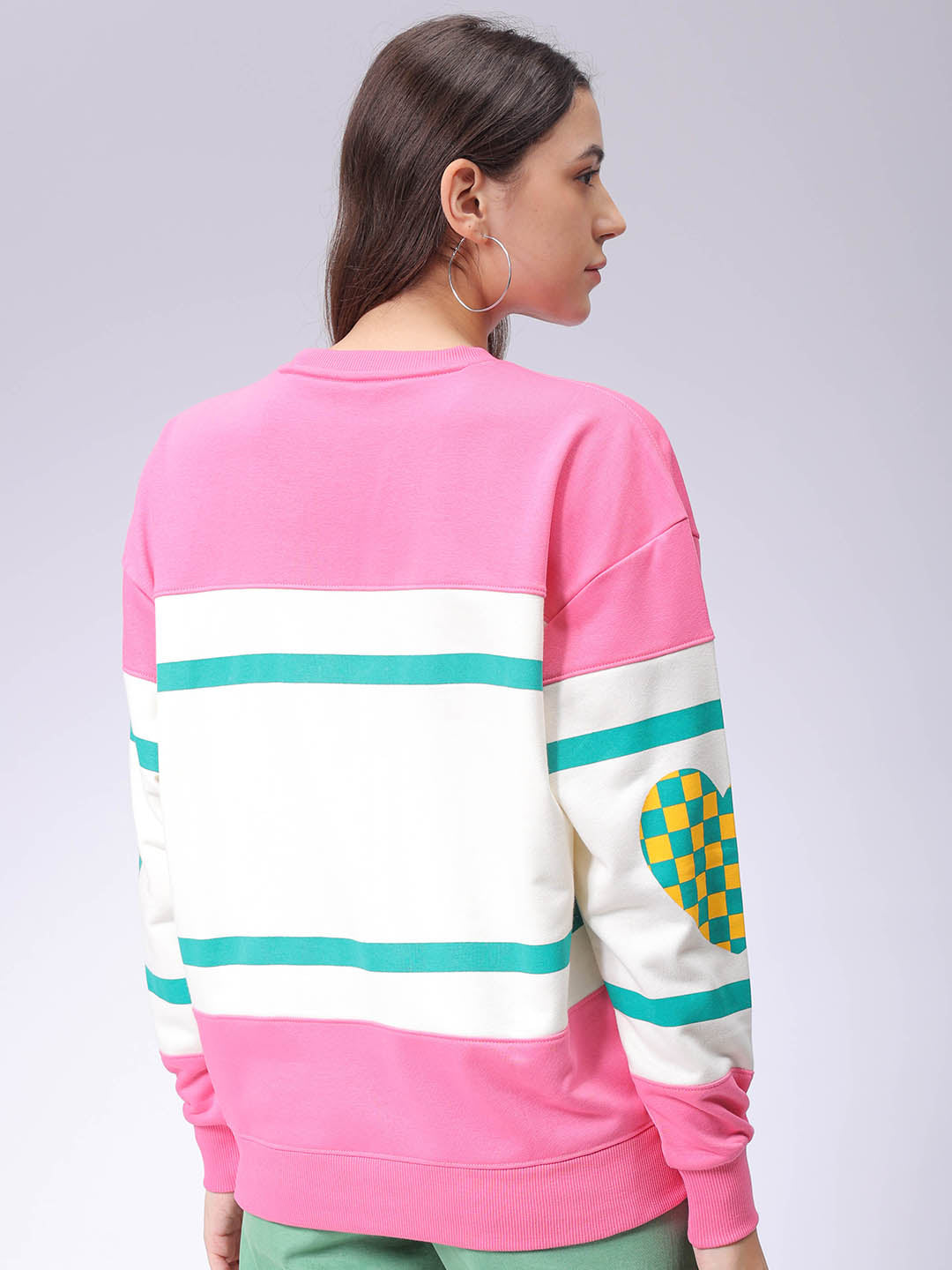 Women's Drop Shoulder Colourblocked Crew Neck Sweatshirt