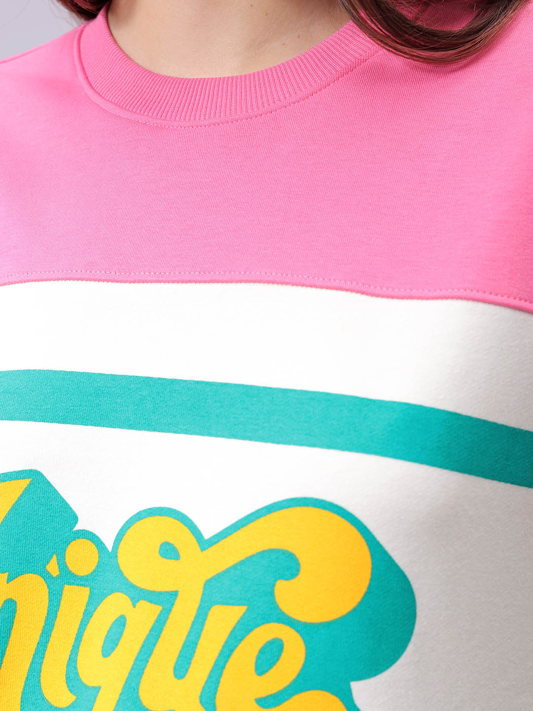 Women's Drop Shoulder Colourblocked Crew Neck Sweatshirt