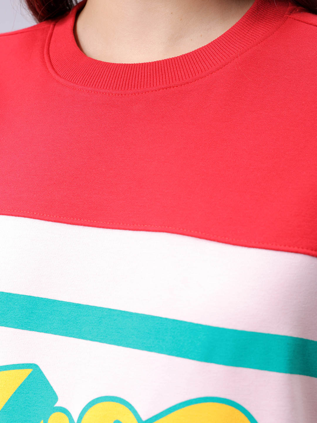 Women's Drop Shoulder Colourblocked Crew Neck Sweatshirt