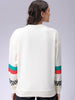 Women's White Boxy Fit Racing Oversized Sweatshirt