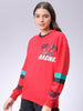 Women's Red Boxy Fit Racing Oversized Sweatshirt