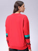 Women's Red Boxy Fit Racing Oversized Sweatshirt