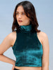 Women's Solid Fitted Velvet Crop Top