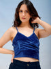 Women's Solid Fitted Velvet Crop Top