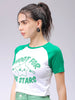 Women's White Slim Fit Graphic Baseball T-Shirt