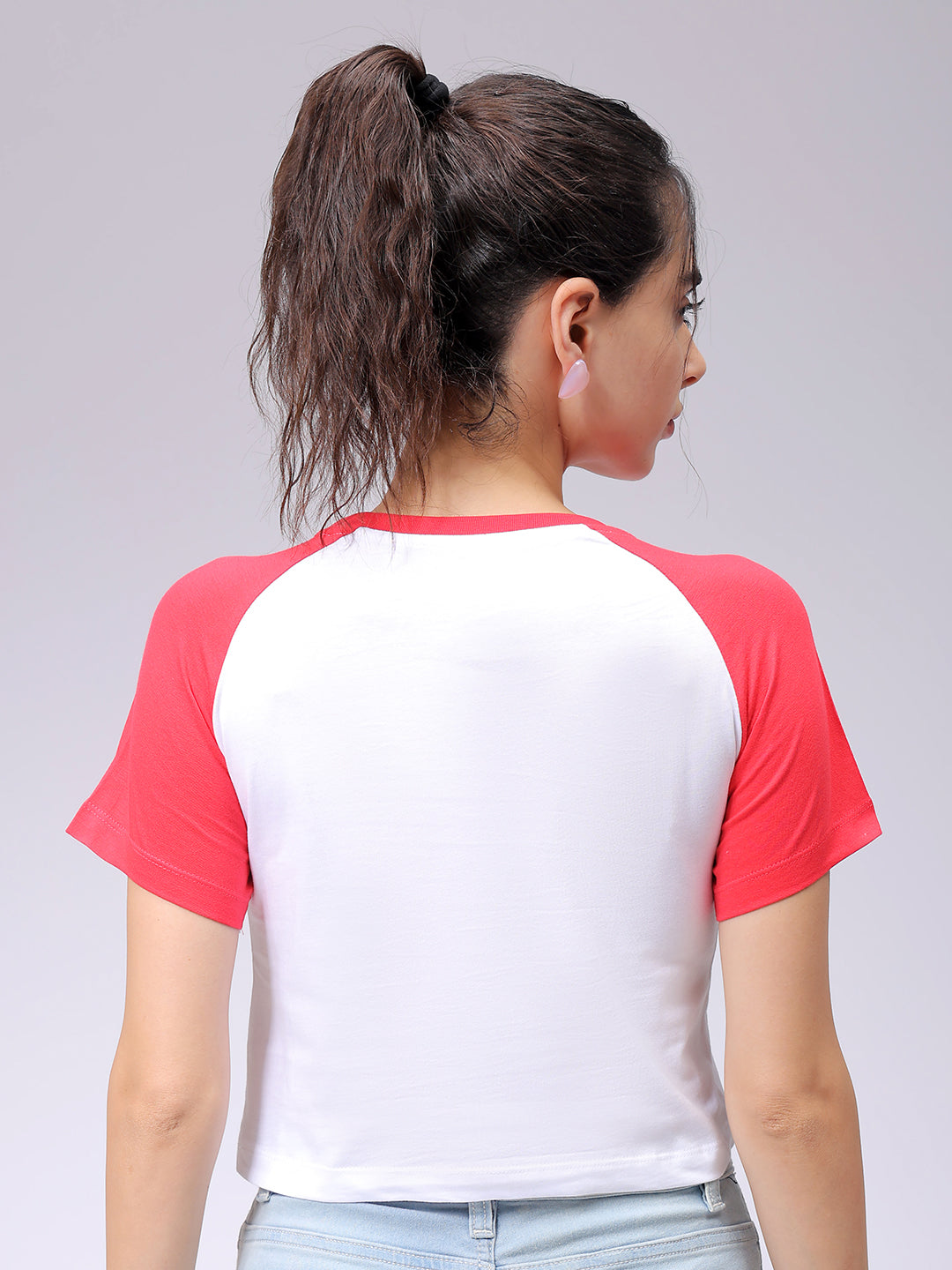 Women's White Slim Fit Typographic Baseball T-Shirt