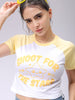 Women's White Slim Fit Graphic Baseball T-Shirt