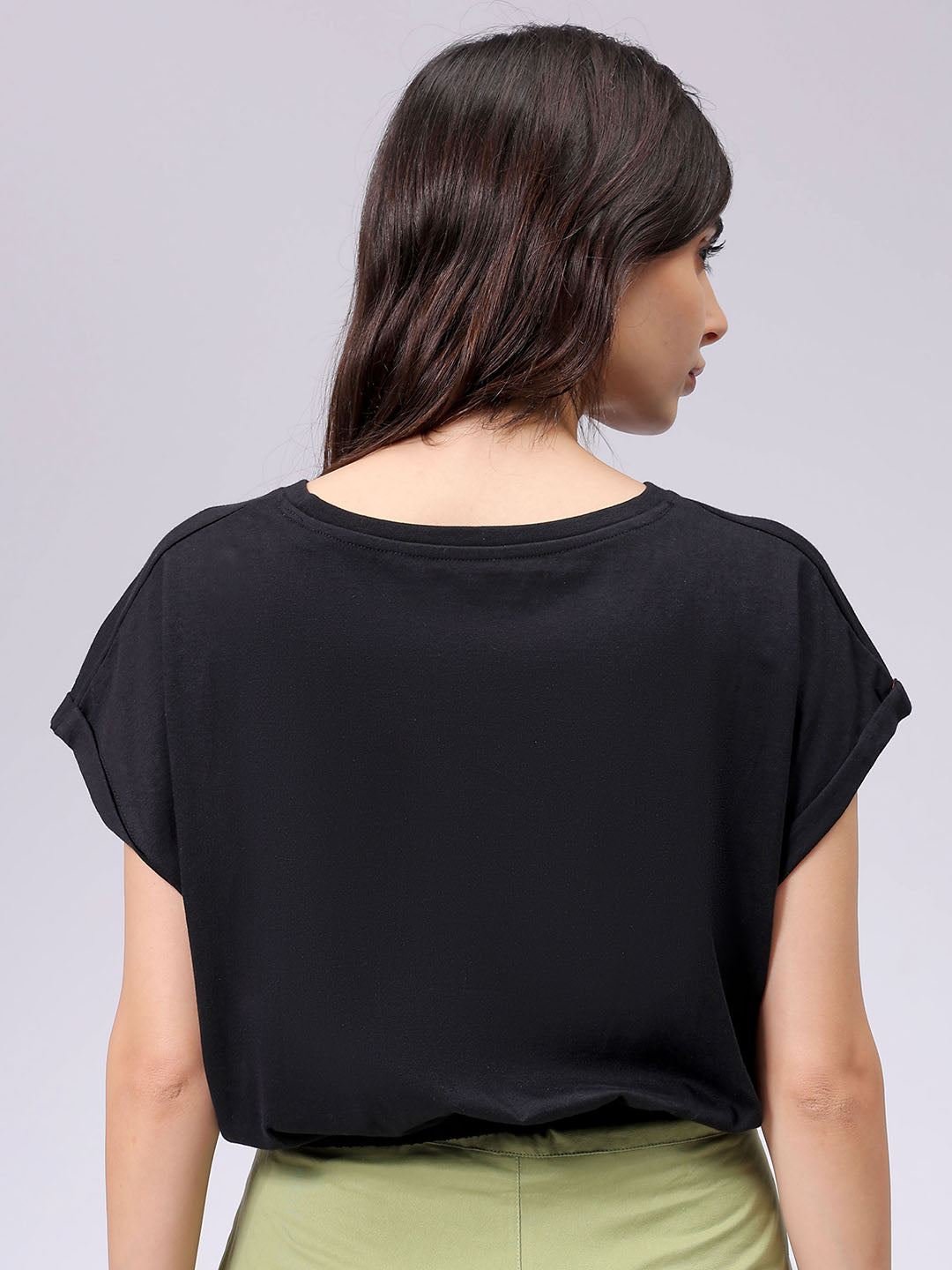 Women's Black Regular Fit Solid Top