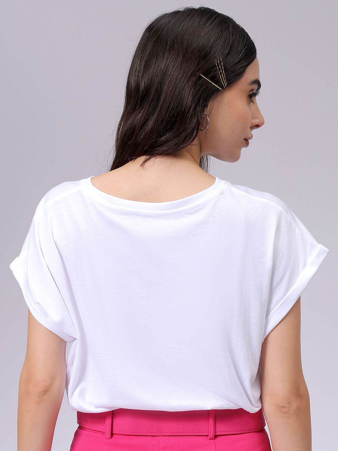 Women's White Regular Fit Solid Top