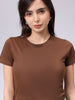 Women's Slim Fit Solid Cropped Crew Neck Tshirt