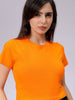 Women's Slim Fit Solid Cropped Crew Neck Tshirt
