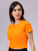 Women's Slim Fit Solid Cropped Crew Neck Tshirt