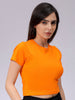 Women's Slim Fit Solid Cropped Crew Neck Tshirt
