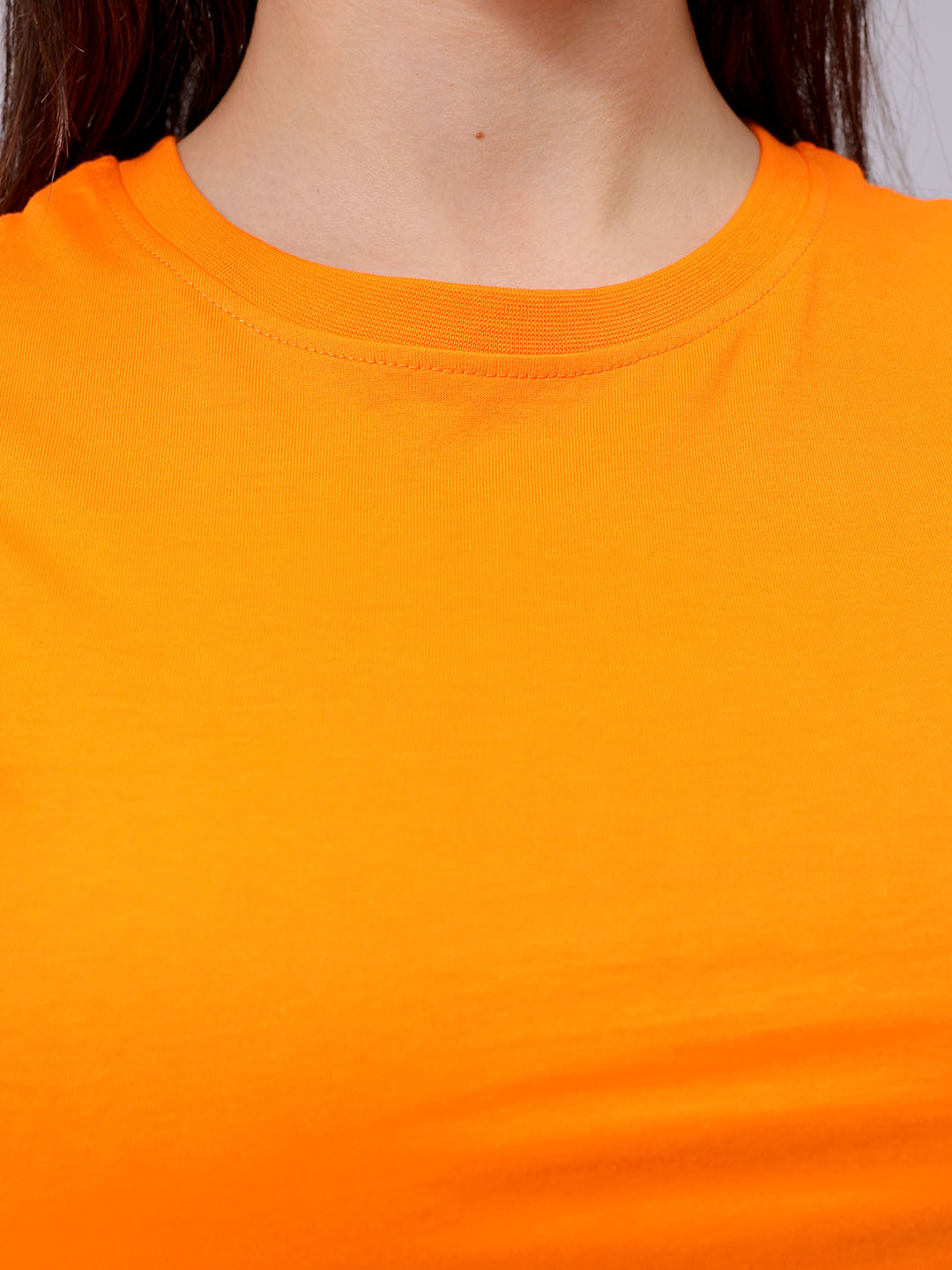 Women's Slim Fit Solid Cropped Crew Neck Tshirt