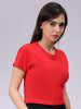 Women's Slim Fit Solid Cropped Crew Neck Tshirt