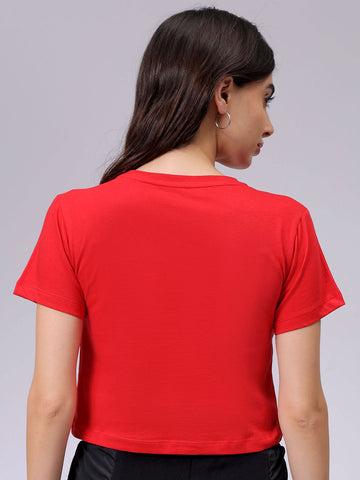 Women's Slim Fit Solid Cropped Crew Neck Tshirt