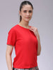 Women's Red Regular Fit Solid T-Shirt