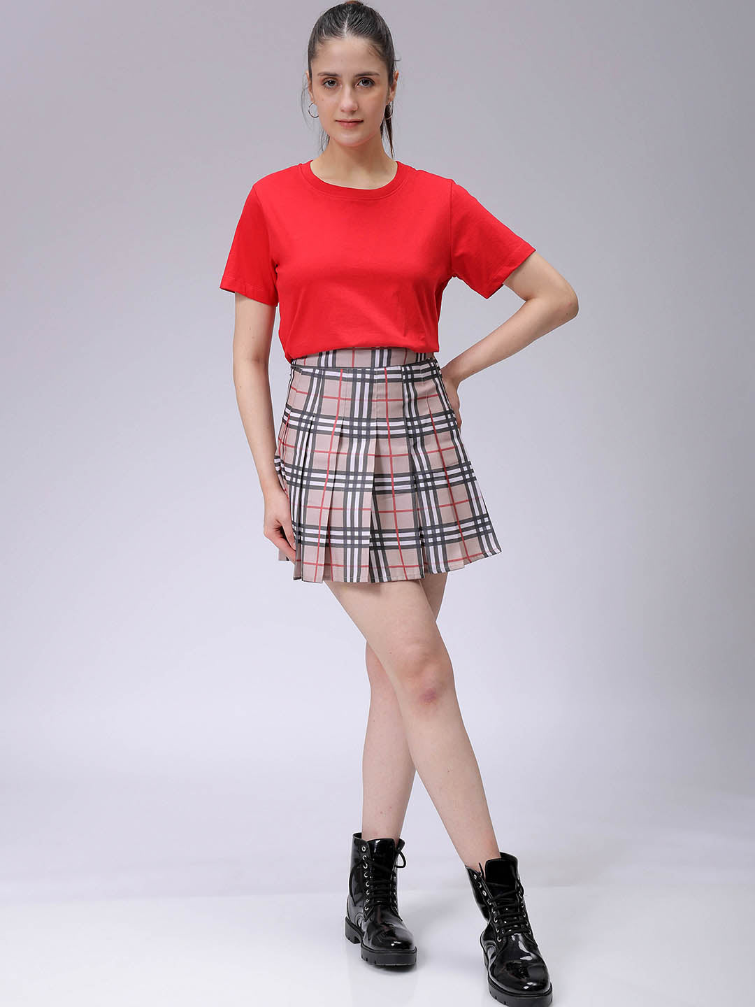 Women's Red Regular Fit Solid T-Shirt