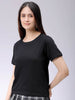 Women's Black Regular Fit Solid T-Shirt