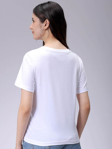 Women's White Regular Fit Solid T-Shirt