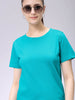 Women's Teal Regular Fit Solid T-Shirt