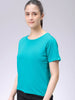 Women's Teal Regular Fit Solid T-Shirt