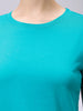 Women's Teal Regular Fit Solid T-Shirt