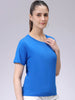 Women's Cobalt Regular Fit Solid T-Shirt