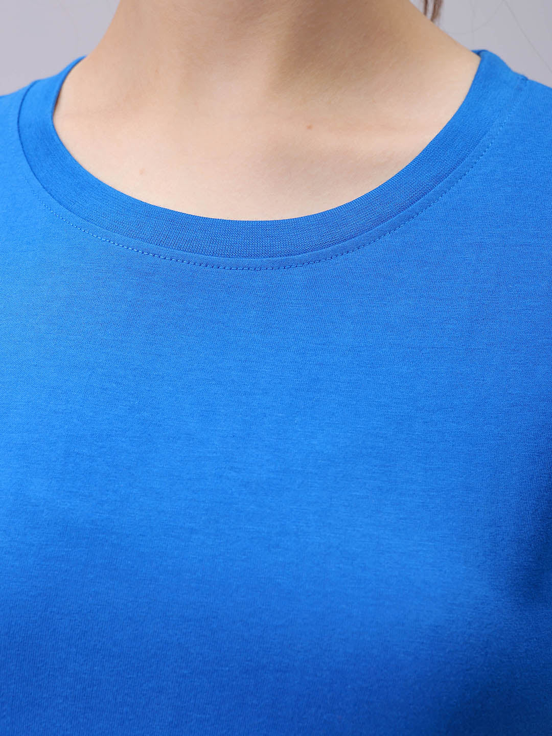 Women's Cobalt Regular Fit Solid T-Shirt