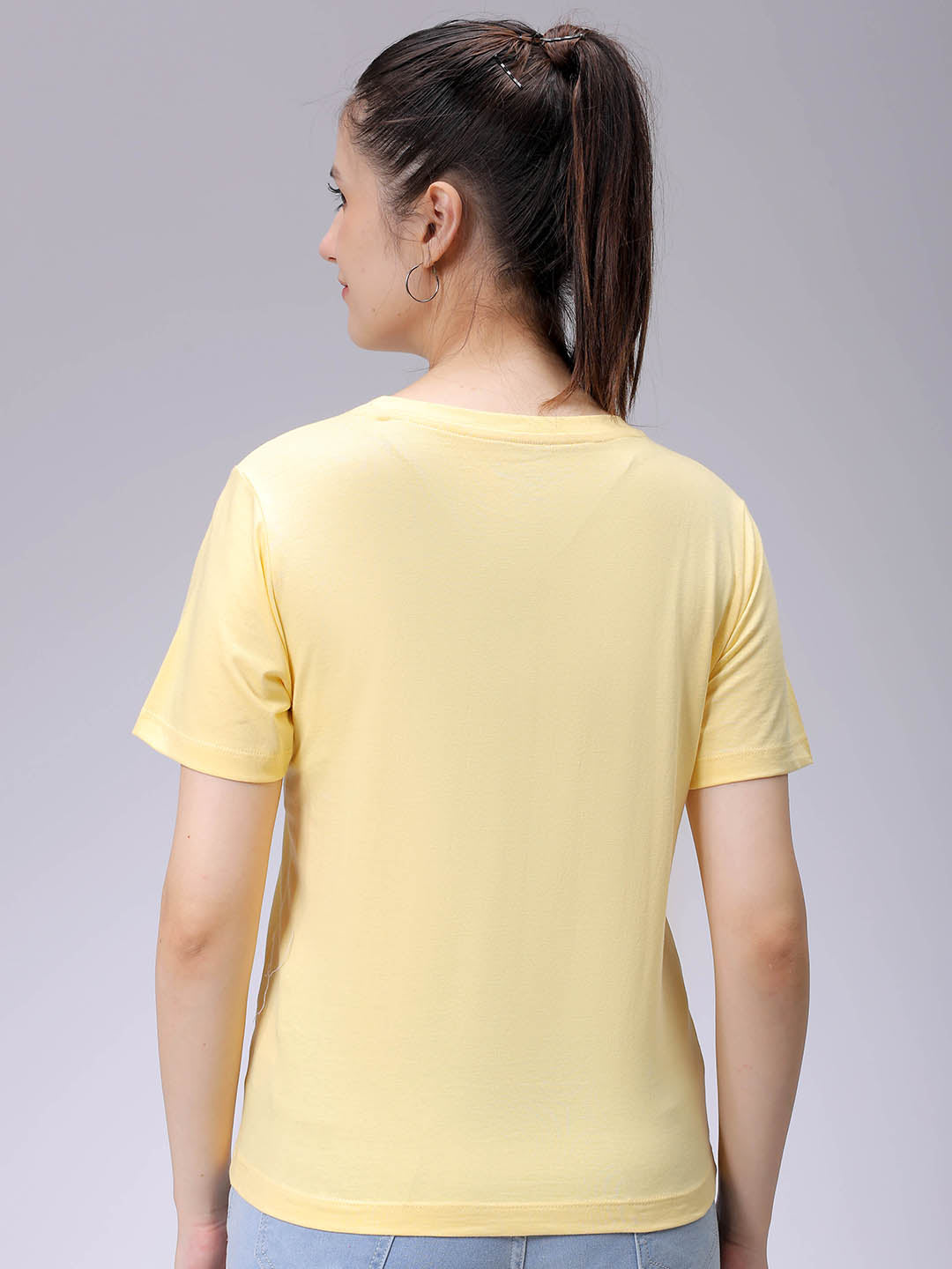 Women's Yellow Regular Fit Solid T-Shirt