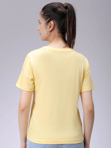 Women's Yellow Regular Fit Solid T-Shirt