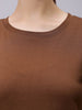 Women's Brown Regular Fit Solid T-Shirt