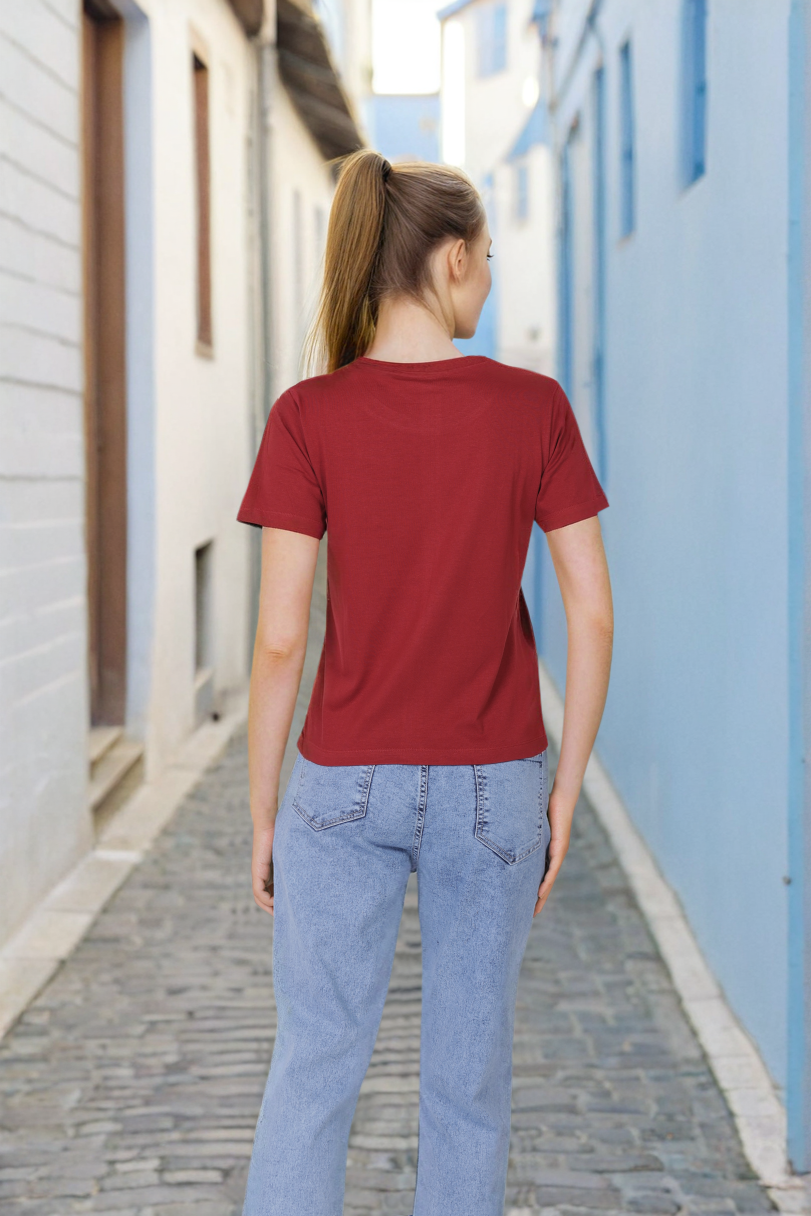 Freehand Women Regular Fit Solid T-Shirt