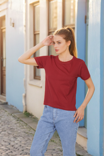 Freehand Women Regular Fit Solid T-Shirt