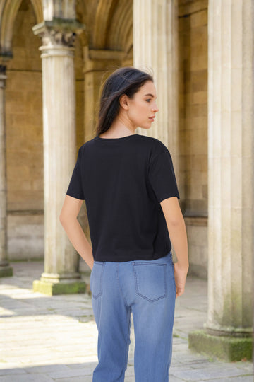 Freehand Women Relaxed Fit Solid T-Shirt