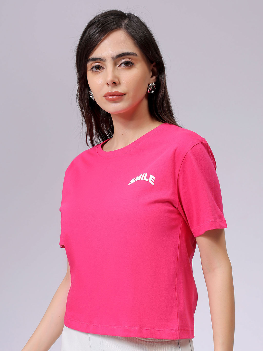 Women's Relaxed Fit Solid Crew Neck Tshirt