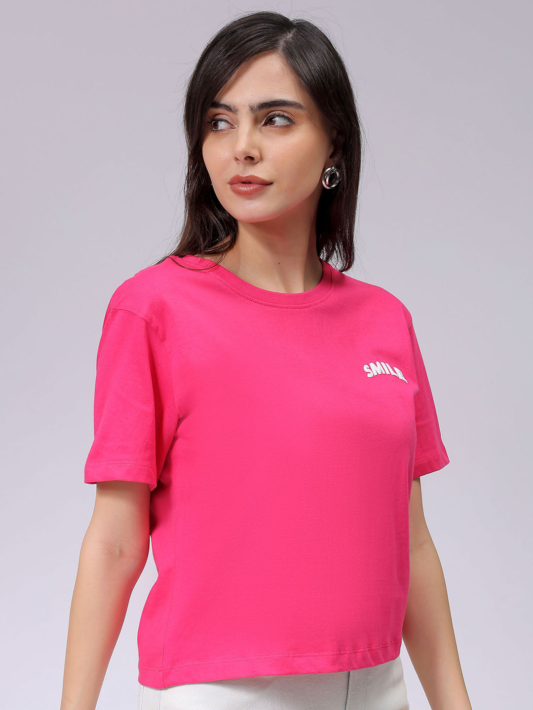 Women's Relaxed Fit Solid Crew Neck Tshirt