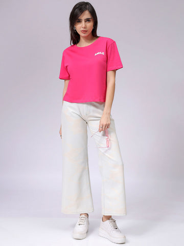 Women's Relaxed Fit Solid Crew Neck Tshirt