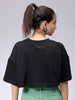 Women's Black Boxy Solid Cropped T-Shirt